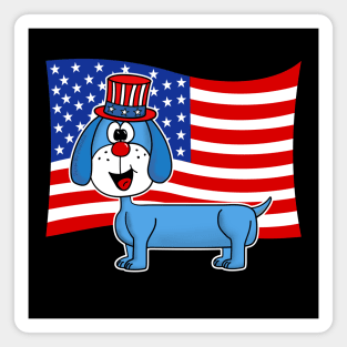 4th July Dachshund Dog American Flag Magnet